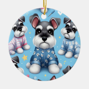 Cute Hund från Schnauzer Animal Mönster Julgransprydnad Keramik
