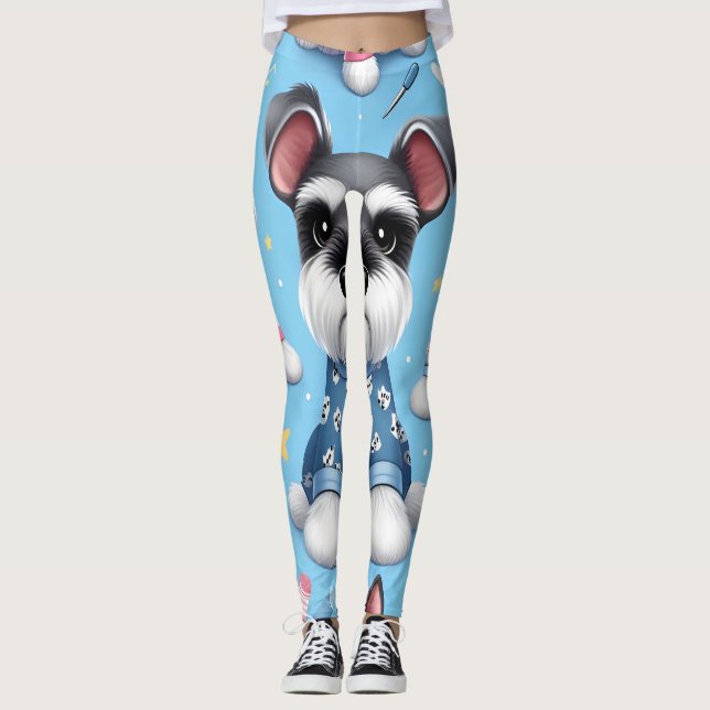 Cute Hund från Schnauzer Animal Mönster Leggings (Framsida)