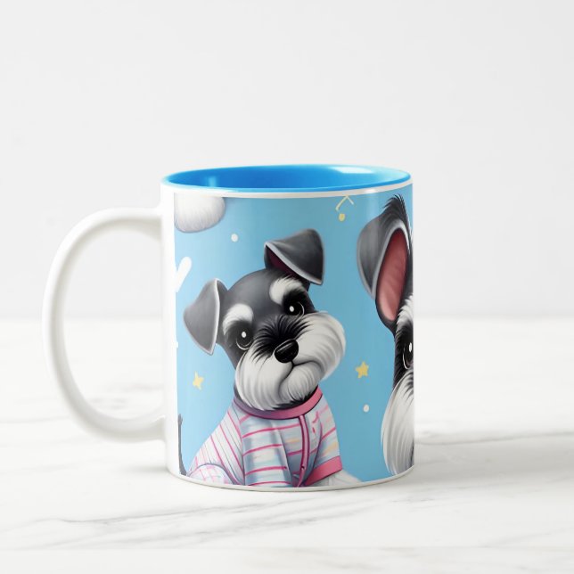 Cute Hund från Schnauzer Animal Mönster Två-Tonad Mugg (Vänster)