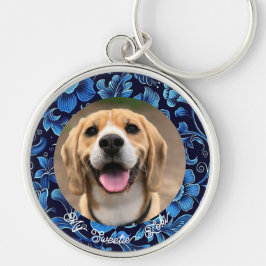 Cute Hund ger Personligen Pet Photo Keychain Rund Silverfärgad Nyckelring