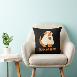 Cute Hund Ghost bus eller godis Orange halloween r Kudde