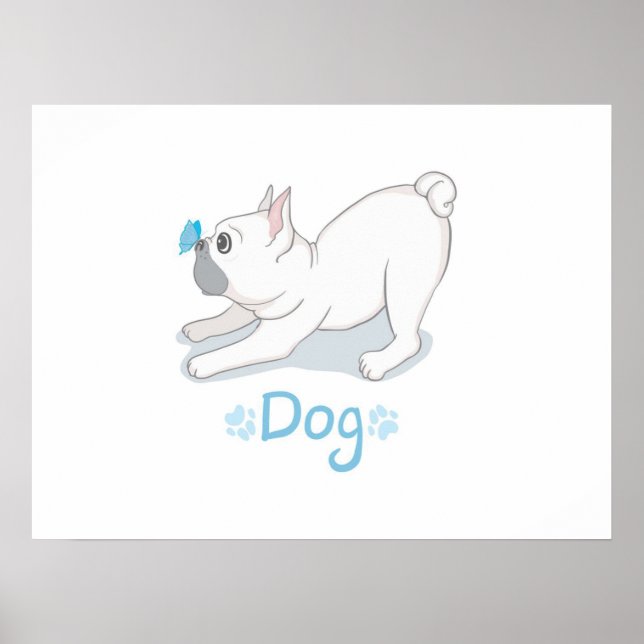 Cute Hund Gift | Rolig hund med fjäril Poster (Framsidan)