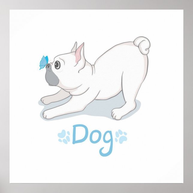 Cute Hund Gift | Rolig hund med fjäril Poster (Framsidan)