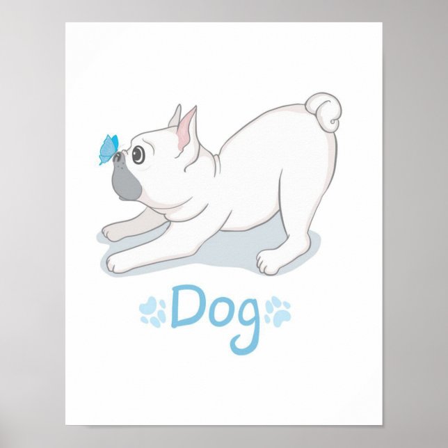 Cute Hund Gift | Rolig hund med fjäril Poster (Framsidan)