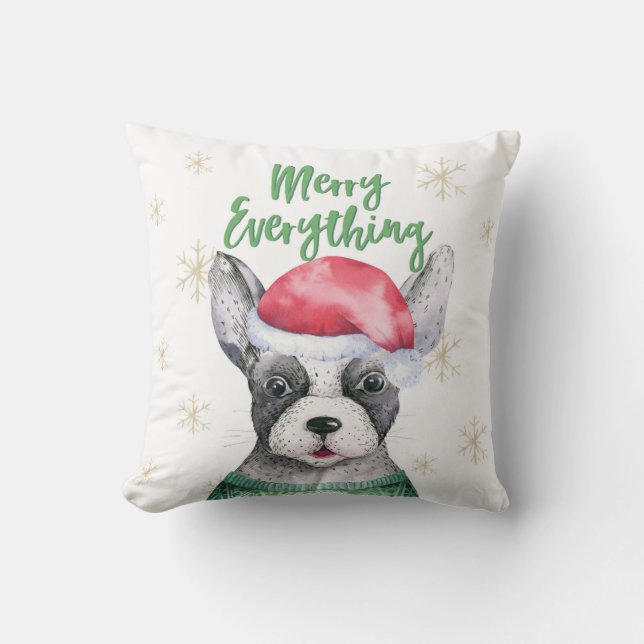Cute Hund God Jul - allt Pillow Kudde (Framsida)