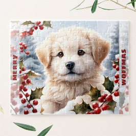 Cute Hund Golden Retriever Puppy jul Namn Pussel