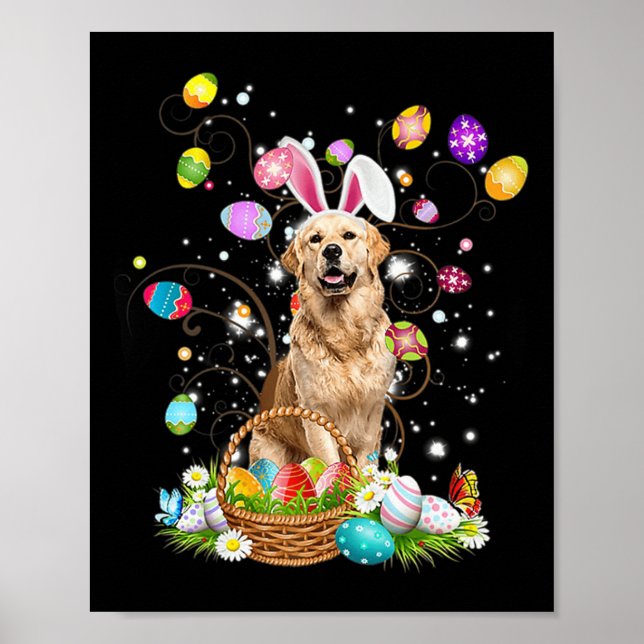 Cute Hund Golden Retriever Roligt Påsk Day Egg Hun Poster (Framsidan)