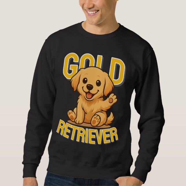 Cute Hund Golden Retriever Unisex Man Woman Clothe Lång Ärmad Tröja (Framsida)