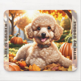 Cute Hund Goldendoodle Puppy Fall Pumpkin Namn Musmatta