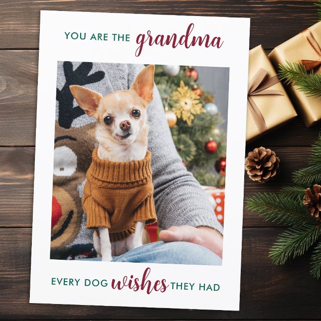 Cute Hund Grandma-julens Personlig Pet Photo Julkort (Skapare uppladdad)