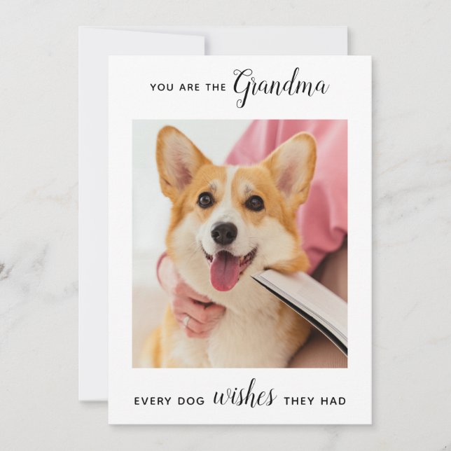Cute Hund Grandma Personlig Pet Photo Birthday Julkort (Framsida)