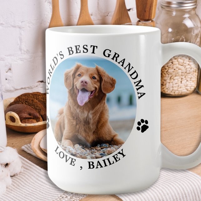 Cute Hund Grandma Personlig Pet Photo Hund älskare Kaffemugg (Skapare uppladdad)