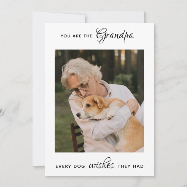 Cute Hund Grandpa Personalize Pet Photo Fars dag Julkort (Framsida)