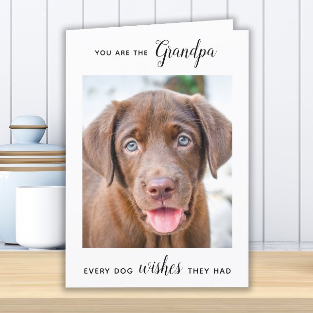 Cute Hund Grandpa Personlig Pet Photo Birthday Helgkort (Skapare uppladdad)