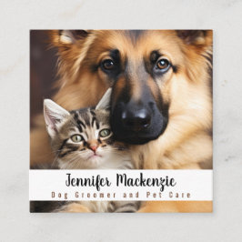 Cute Hund Groomer Groomer Service Cat Djuromsorg Fyrkantigt Visitkort