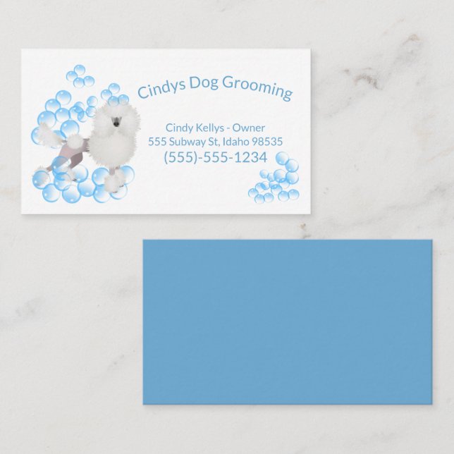 Cute Hund Grooming Bubbles Visitkort (Fram/baksida)