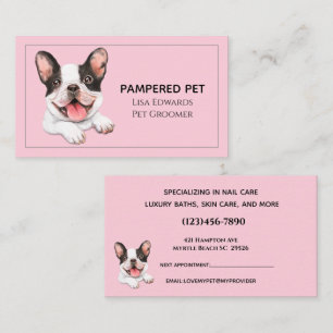 Cute Hund Grooming Rosa Business Appointation Card Tidsbeställning Kort