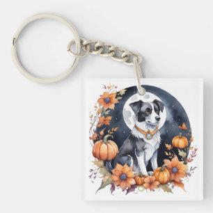 Cute Hund Halloween Blommigt Måne Hund Älskare
