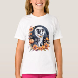Cute Hund Halloween Blommigt Måne Hund Älskare T Shirt