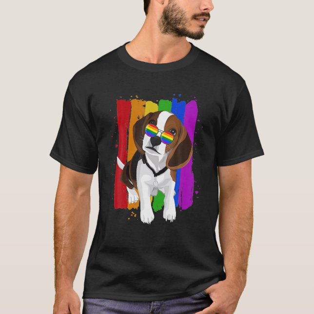 Cute Hund HBT Rainbow Flagga T Shirt (Framsida)