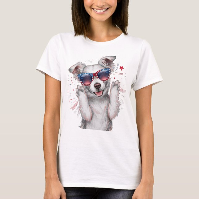 Cute Hund Heart- solglasen Starry Reflaser T Shirt (Framsida)
