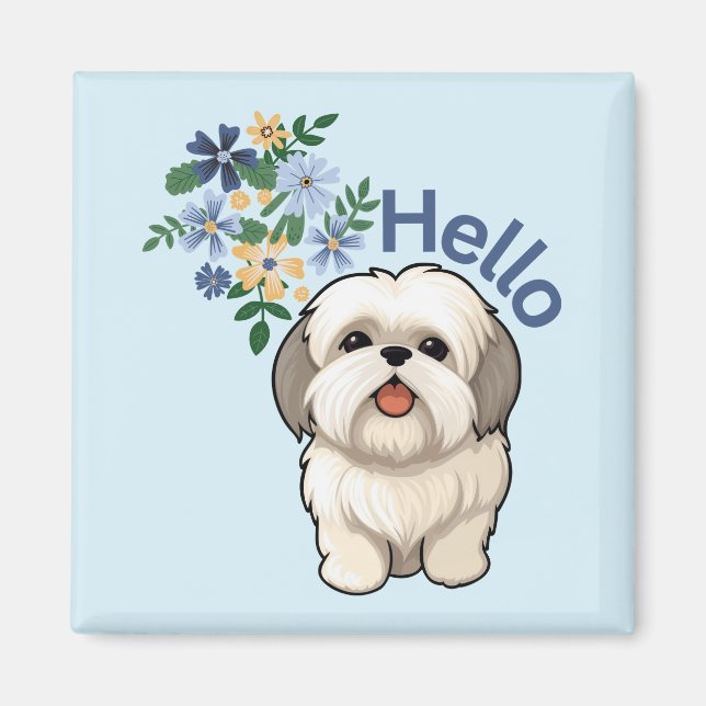 Cute Hund Hej Magnet (Framsidan)