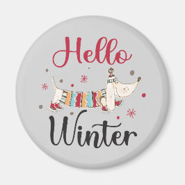 Cute Hund Hej Winter Magnet