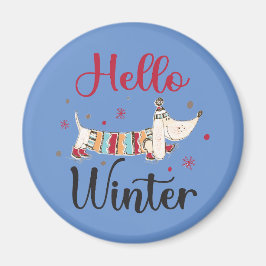 Cute Hund Hej Winter Magnet