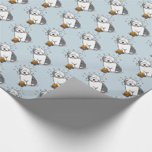 Cute Hund Hiker Camper Old English Sheepdog Grått  Presentpapper