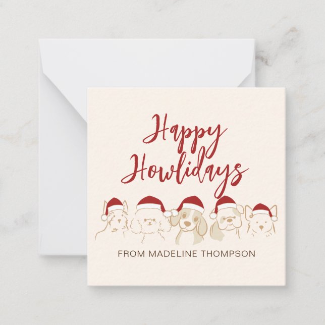 Cute Hund Howlidays-jul Anteckningskort (Framsida)