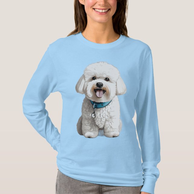 Cute Hund i Bichon Frise T Shirt (Framsida)