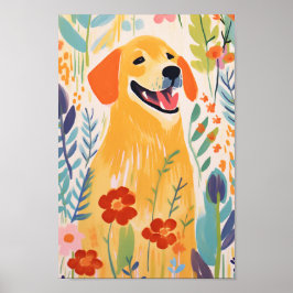 Cute Hund i en Garden Poster
