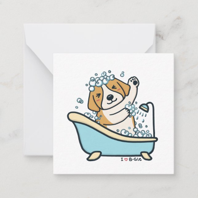Cute Hund i en Shower-illustration Anteckningskort (Framsida)