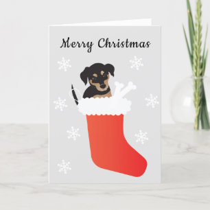 Cute Hund i ett lagrade Snöflingor Helgkort