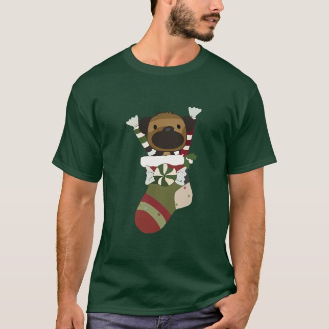 Cute Hund i julklapp T Shirt (Framsida)