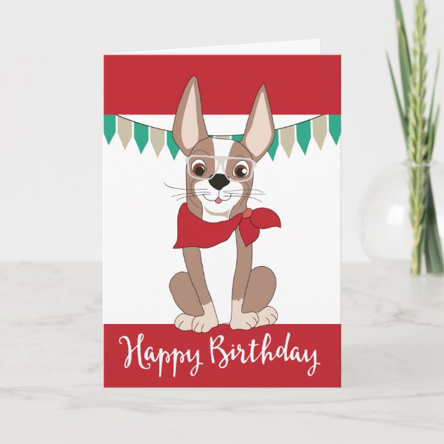 Cute Hund i Red Bandanna Birthday Kort (Framsida)