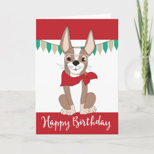 Cute Hund i Red Bandanna Birthday Kort