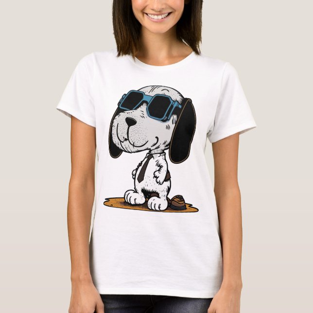 Cute Hund i solglasögon T Shirt (Framsida)