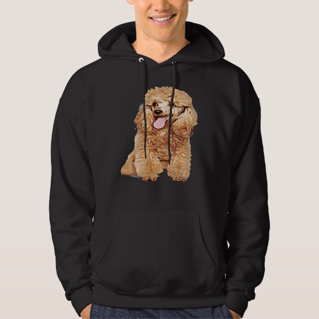 Cute Hund i Wig Funny Blond Pudel Hoodie (Framsida)