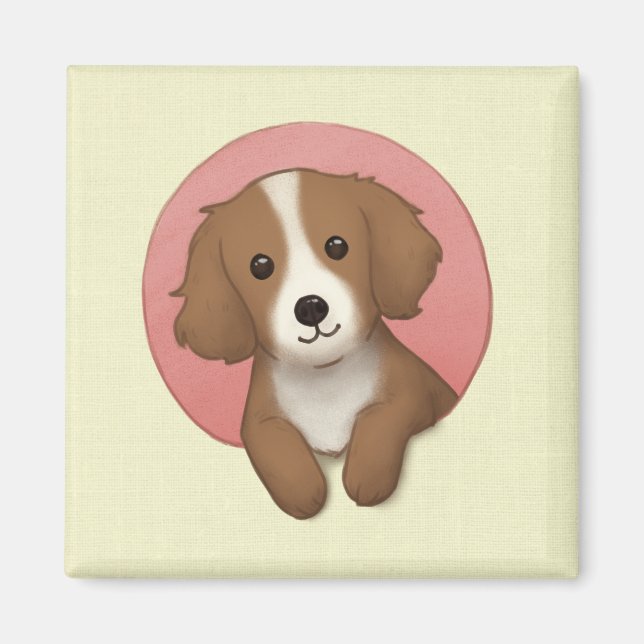 Cute Hund Illustration Art Magnet (Framsidan)