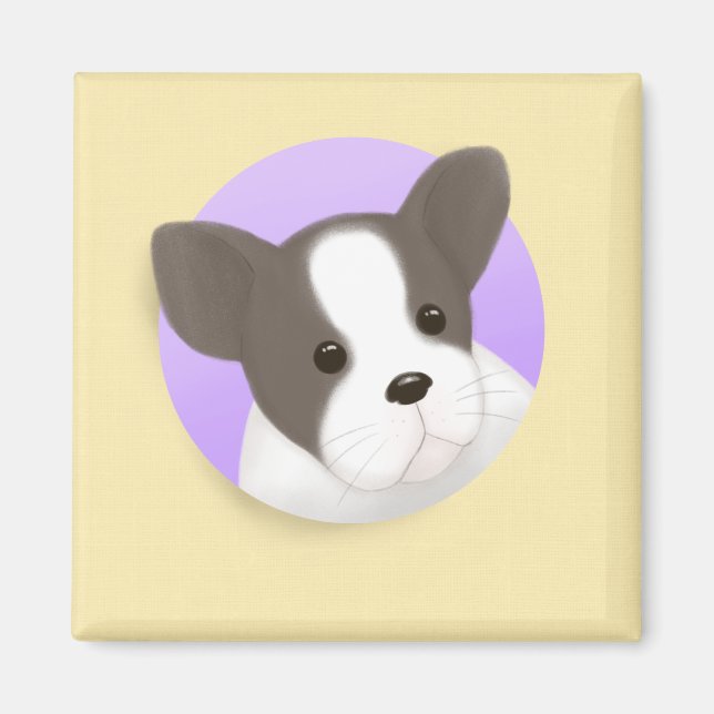 Cute Hund Illustration Art Magnet (Framsidan)