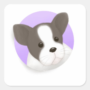Cute Hund Illustration Fyrkantigt Klistermärke