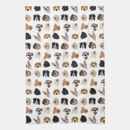 Cute Hund Illustration Mönster Kökshandduk