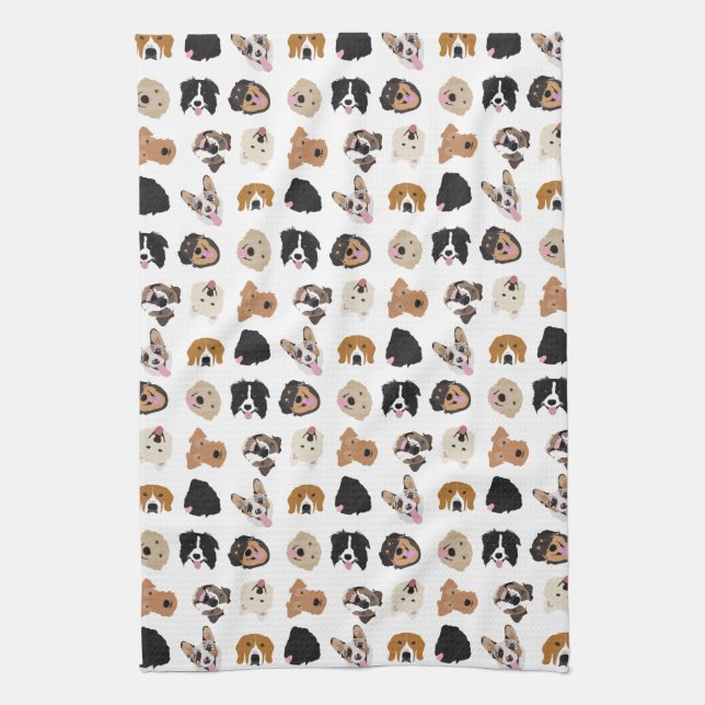Cute Hund Illustration Mönster Kökshandduk (Vertikal)