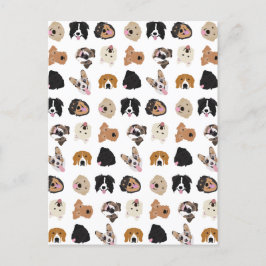 Cute Hund Illustration Mönster Vykort