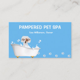 Cute Hund in Tub Pet Groomer Affärskort Visitkort