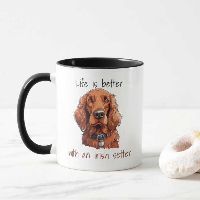 Cute Hund Irish Setter Life är bättre Mugg (Med munk)