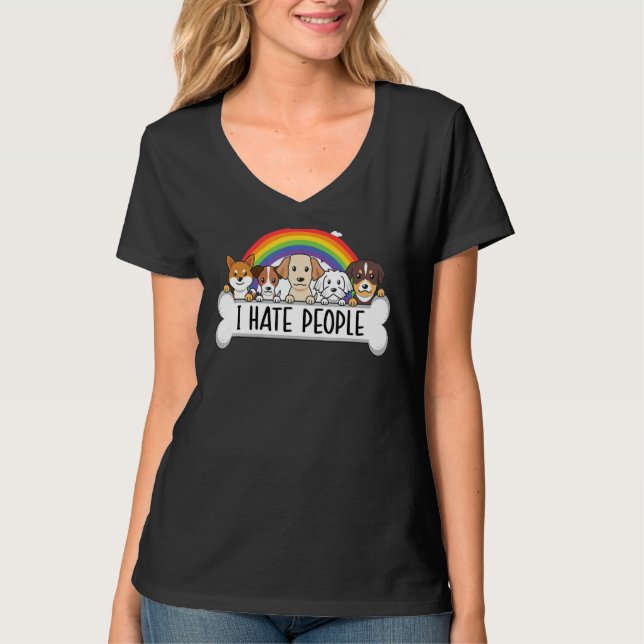Cute Hund - jag hatar människor T Shirt (Framsida)