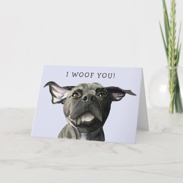 Cute Hund jag vör dig Valentines day Kort (Framsida)