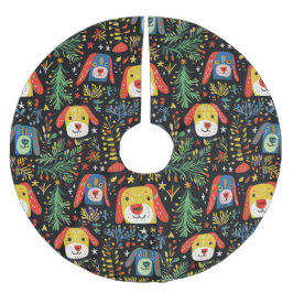 Cute Hund jul Julgransmatta Borstad Polyester